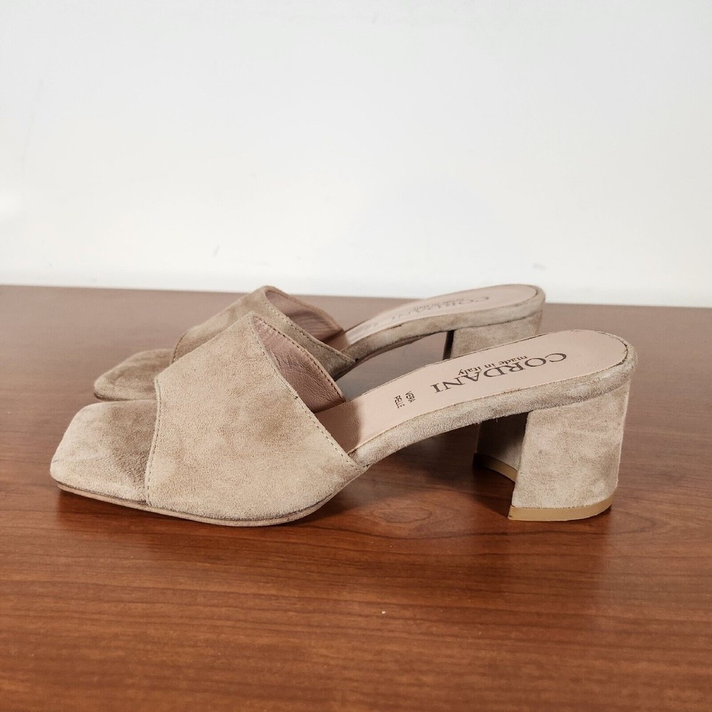 Cordani Womens Tan Heels EUR 38 Open Toe Suede *FLAWS*